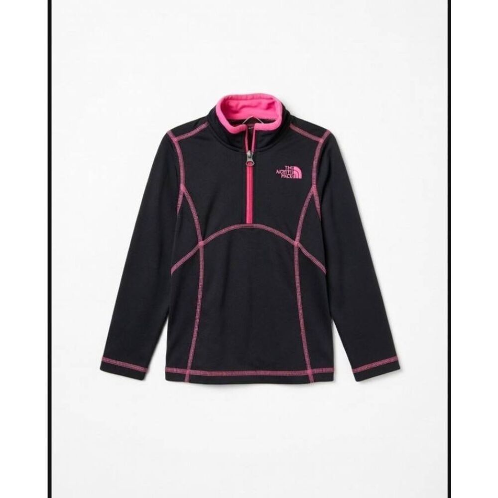 The north face little girls quarter zip pink black jacket size xxs 5t 5 scuba